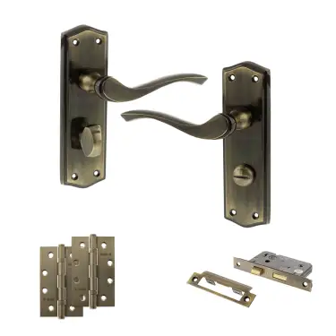 Click Here To Enlarge This Photo Of Atlantic - OE178 Old English Warwick Door Handle on Plate Pack - Antique Brass