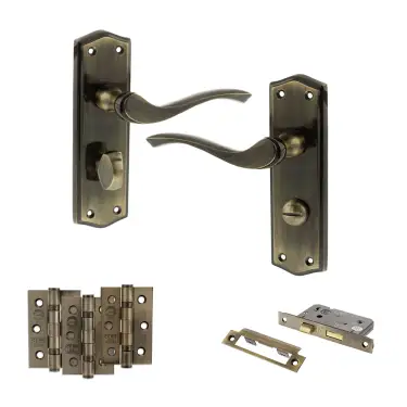 Click Here To Enlarge This Photo Of Atlantic - OE178 Old English Warwick Door Handle on Plate Pack - Antique Brass