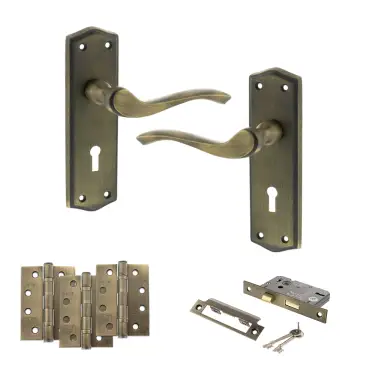 Click Here To Enlarge This Photo Of Atlantic - OE178 Old English Warwick Door Handle on Plate Pack - Matt Antique Brass