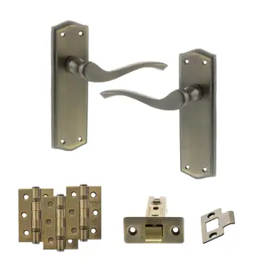Click Here To Enlarge This Photo Of Atlantic - OE178 Old English Warwick Door Handle on Plate Pack - Matt Antique Brass
