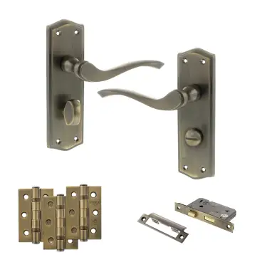Click Here To Enlarge This Photo Of Atlantic - OE178 Old English Warwick Door Handle on Plate Pack - Matt Antique Brass