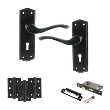 Click Here To Enlarge This Photo Of Atlantic - OE178 Old English Warwick Door Handle on Plate Pack - Matt Black