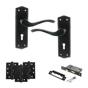 Click Here To Enlarge This Photo Of Atlantic - OE178 Old English Warwick Door Handle on Plate Pack - Matt Black