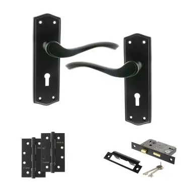 Click Here To Enlarge This Photo Of Atlantic - OE178 Old English Warwick Door Handle on Plate Pack - Matt Black