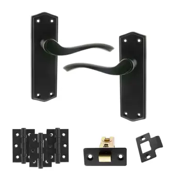 Click Here To Enlarge This Photo Of Atlantic - OE178 Old English Warwick Door Handle on Plate Pack - Matt Black