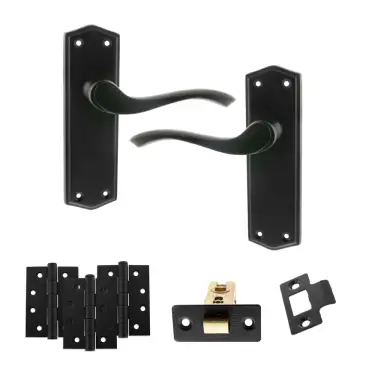 Click Here To Enlarge This Photo Of Atlantic - OE178 Old English Warwick Door Handle on Plate Pack - Matt Black