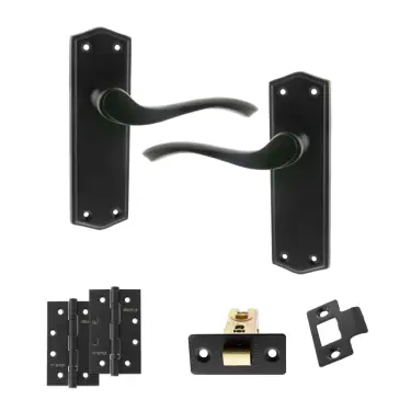 Click Here To Enlarge This Photo Of Atlantic - OE178 Old English Warwick Door Handle on Plate Pack - Matt Black