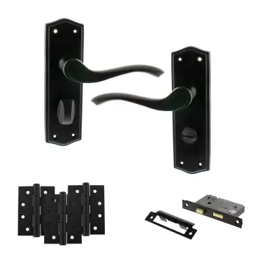 Click Here To Enlarge This Photo Of Atlantic - OE178 Old English Warwick Door Handle on Plate Pack - Matt Black