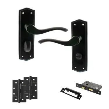 Click Here To Enlarge This Photo Of Atlantic - OE178 Old English Warwick Door Handle on Plate Pack - Matt Black