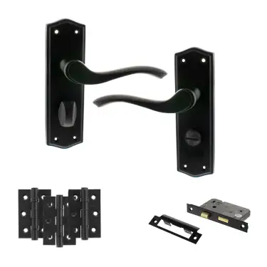 Click Here To Enlarge This Photo Of Atlantic - OE178 Old English Warwick Door Handle on Plate Pack - Matt Black