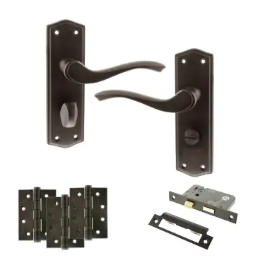 Click Here To Enlarge This Photo Of Atlantic - OE178 Old English Warwick Door Handle on Plate Pack - Urban Dark Bronze