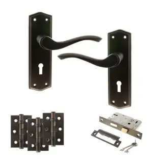 Atlantic - OE178 Old English Warwick Door Handle on Plate Pack - Urban Dark Bronze