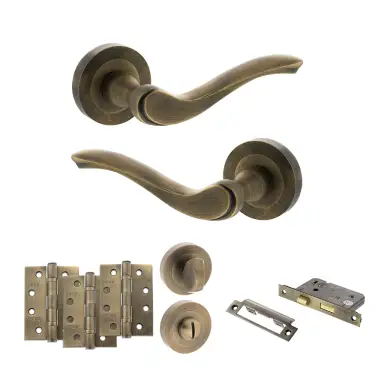 Click Here To Enlarge This Photo Of Atlantic - OE178 Old English Warwick Door Handle on Rose Pack - Matt Antique Brass