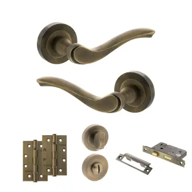 Click Here To Enlarge This Photo Of Atlantic - OE178 Old English Warwick Door Handle on Rose Pack - Matt Antique Brass