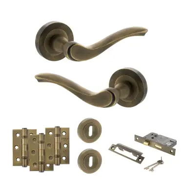 Click Here To Enlarge This Photo Of Atlantic - OE178 Old English Warwick Door Handle on Rose Pack - Matt Antique Brass