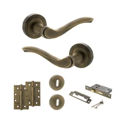 Click Here To Enlarge This Photo Of Atlantic - OE178 Old English Warwick Door Handle on Rose Pack - Matt Antique Brass