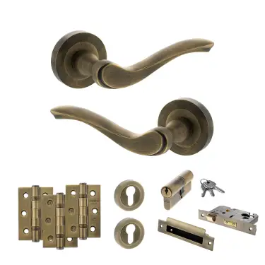 Click Here To Enlarge This Photo Of Atlantic - OE178 Old English Warwick Door Handle on Rose Pack - Matt Antique Brass