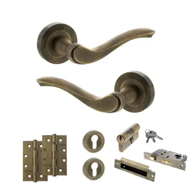 Click Here To Enlarge This Photo Of Atlantic - OE178 Old English Warwick Door Handle on Rose Pack - Matt Antique Brass