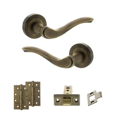 Click Here To Enlarge This Photo Of Atlantic - OE178 Old English Warwick Door Handle on Rose Pack - Matt Antique Brass