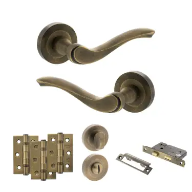 Click Here To Enlarge This Photo Of Atlantic - OE178 Old English Warwick Door Handle on Rose Pack - Matt Antique Brass
