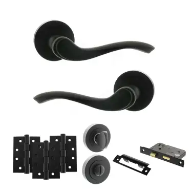 Click Here To Enlarge This Photo Of Atlantic - OE178 Old English Warwick Door Handle on Rose Pack - Matt Black