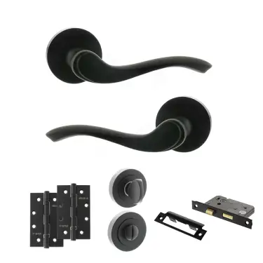 Click Here To Enlarge This Photo Of Atlantic - OE178 Old English Warwick Door Handle on Rose Pack - Matt Black