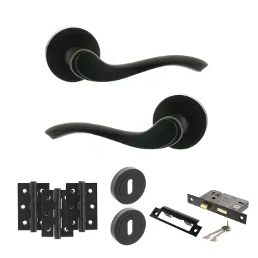 Click Here To Enlarge This Photo Of Atlantic - OE178 Old English Warwick Door Handle on Rose Pack - Matt Black