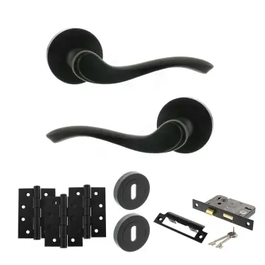 Click Here To Enlarge This Photo Of Atlantic - OE178 Old English Warwick Door Handle on Rose Pack - Matt Black