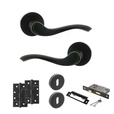 Click Here To Enlarge This Photo Of Atlantic - OE178 Old English Warwick Door Handle on Rose Pack - Matt Black