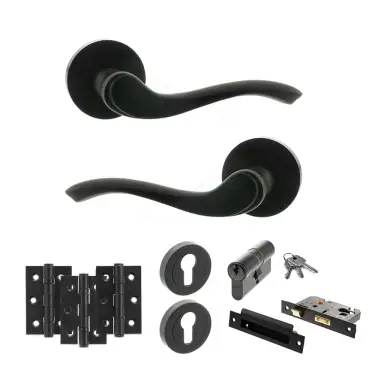Click Here To Enlarge This Photo Of Atlantic - OE178 Old English Warwick Door Handle on Rose Pack - Matt Black