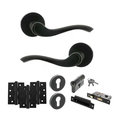 Click Here To Enlarge This Photo Of Atlantic - OE178 Old English Warwick Door Handle on Rose Pack - Matt Black