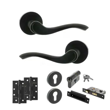 Click Here To Enlarge This Photo Of Atlantic - OE178 Old English Warwick Door Handle on Rose Pack - Matt Black