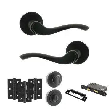 Click Here To Enlarge This Photo Of Atlantic - OE178 Old English Warwick Door Handle on Rose Pack - Matt Black
