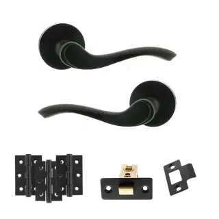 Atlantic - OE178 Old English Warwick Door Handle on Rose Pack - Matt Black