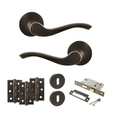 Click Here To Enlarge This Photo Of Atlantic - OE178 Old English Warwick Door Handle on Rose Pack - Urban Dark Bronze