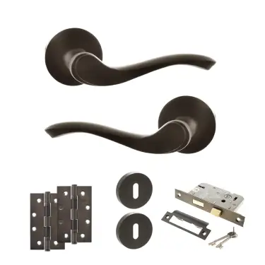 Click Here To Enlarge This Photo Of Atlantic - OE178 Old English Warwick Door Handle on Rose Pack - Urban Dark Bronze