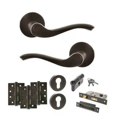 Click Here To Enlarge This Photo Of Atlantic - OE178 Old English Warwick Door Handle on Rose Pack - Urban Dark Bronze