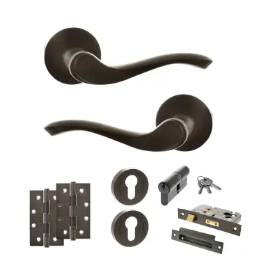 Click Here To Enlarge This Photo Of Atlantic - OE178 Old English Warwick Door Handle on Rose Pack - Urban Dark Bronze