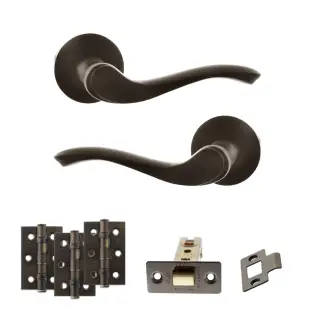 Atlantic - OE178 Old English Warwick Door Handle on Rose Pack - Urban Dark Bronze