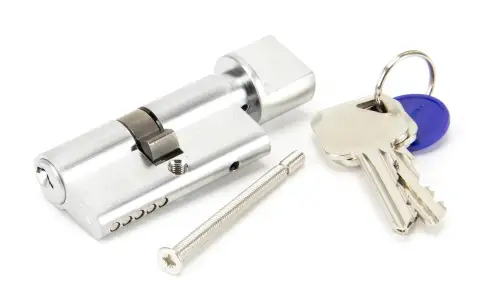 Click Here To Enlarge This Photo Of 91866 From The Anvil Satin Chrome 30/30 Euro Profile Cylinder & Turn