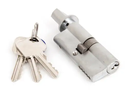 Click Here To Enlarge This Photo Of 90214 From The Anvil Satin Chrome 35/35 Euro Profile Cylinder & Turn