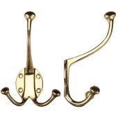 FB73 - Zoo Hardware Fulton & Bray Double Hat and Coat Hook Polished Brass