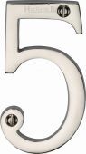 C1560 5-PNF Heritage Brass Numeral 5 Face Fix 76mm (3") Polished Nickel Finish