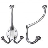 FB73SC - Zoo Hardware Fulton & Bray Double Hat and Coat Hook Satin Chrome