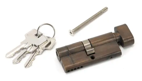 Click Here To Enlarge This Photo Of 45871 From The Anvil Aged Brass 35/35 5pin Euro Profile Cylinder & Turn (Keyed Alike)