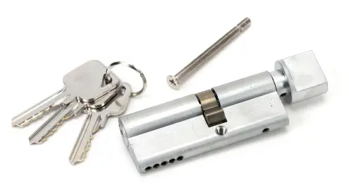 Click Here To Enlarge This Photo Of 46262 From The Anvil Satin Chrome 35T/45 5pin Euro Profile Cylinder & Turn