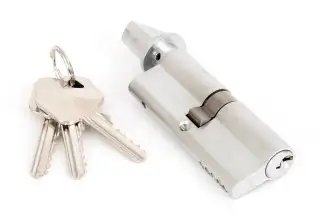 46277 From The Anvil Satin Chrome 40/40 5pin Euro Profile Cylinder & Turn (Keyed Alike)
