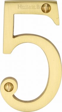 Click Here To Enlarge This Photo Of C1560 5-SB Heritage Brass Numeral 5 Face Fix 76mm (3") Satin Brass Finish