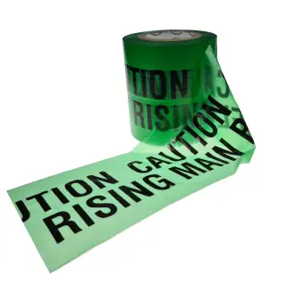 RISINGMT ProSolve Underground Warning Tape - Rising Main (Green) 150mm x 365m