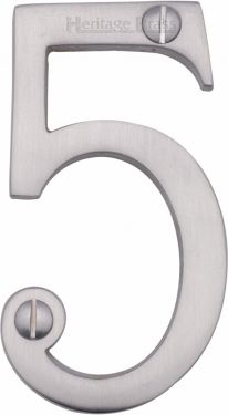 Click Here To Enlarge This Photo Of C1560 5-SC Heritage Brass Numeral 5 Face Fix 76mm (3") Satin Chrome Finish